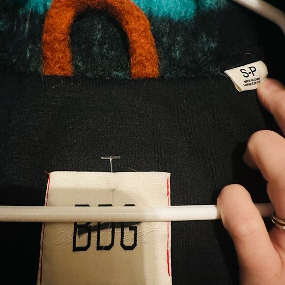 BDG Women's Brushed Fuzzy Wool Blend Oversized Teal Plaid Jacket Size Small - Picture 12 of 14